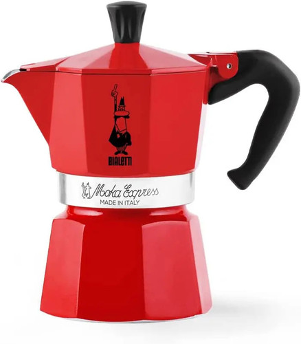 Moka Express Stovetop Espresso Maker -  Red Original 1 Cup / 3 Cup / 6 Cup