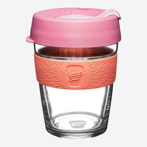Brew - Tempered Glass Reusable Coffee - Cup 12oz Tangerine