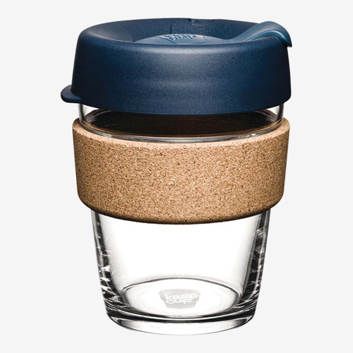 Brew Cork - Tempered Glass Reusable Coffee Cup with Cork Band - Cup 12oz Deep