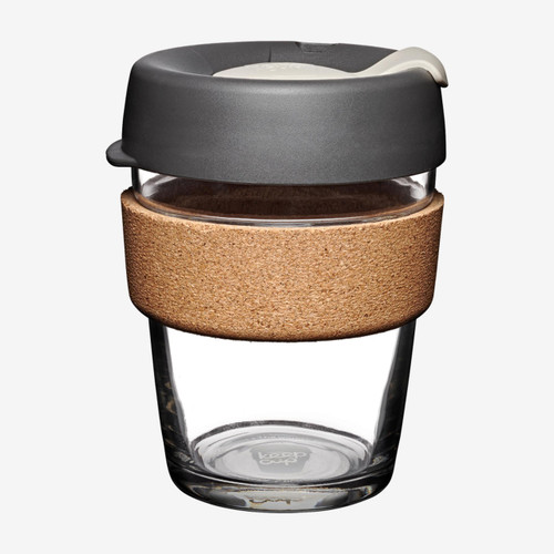 Brew Cork - Tempered Glass Reusable Coffee Cup with Cork Band - Cup 12oz Press