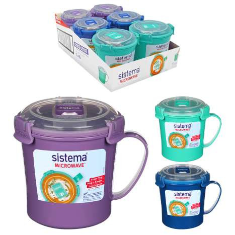 Microwave 656ml Medium Soup Mug, Mixed