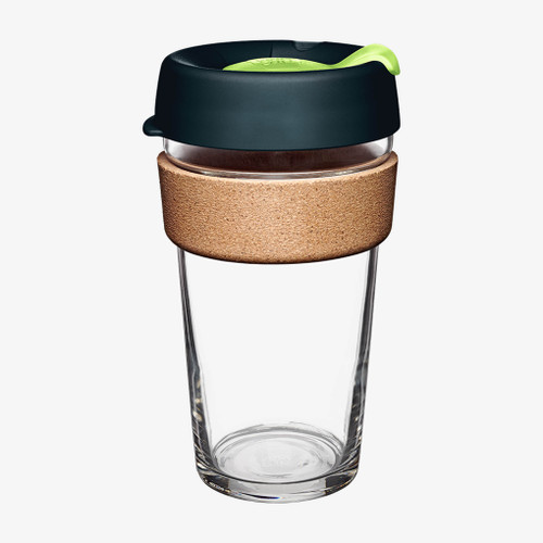Brew Cork - Tempered Glass Reusable Coffee Cup with Cork Band - Cup 16oz Colours