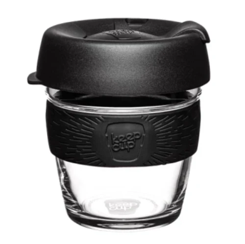 Brew - Tempered Glass Reusable Coffee Cup - Black 6oz