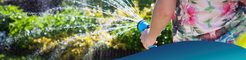 woman watering garden with hose nozzle