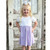 SHORT SLEEVE BISHOP DRESS LAVENDER AND WHITE