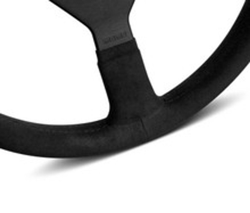 VMCALBLKBK35R - Defender Momo Monte Carlo Steering Wheel in Premium Black Microfibre - 350mm Sports Wheel Image 3