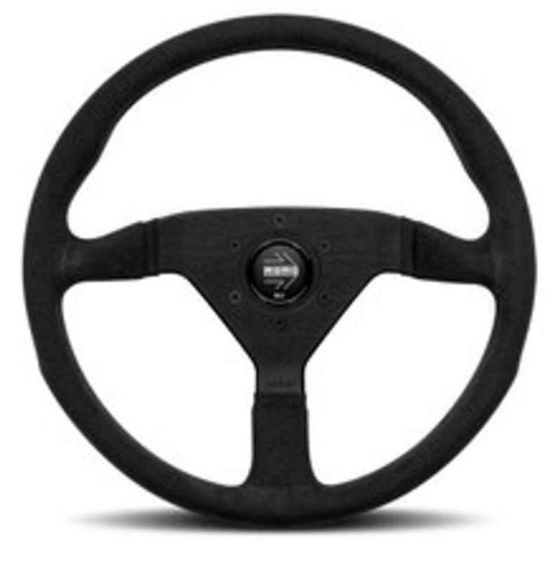 VMCALBLKBK35R - Defender Momo Monte Carlo Steering Wheel in Premium Black Microfibre - 350mm Sports Wheel Image 2