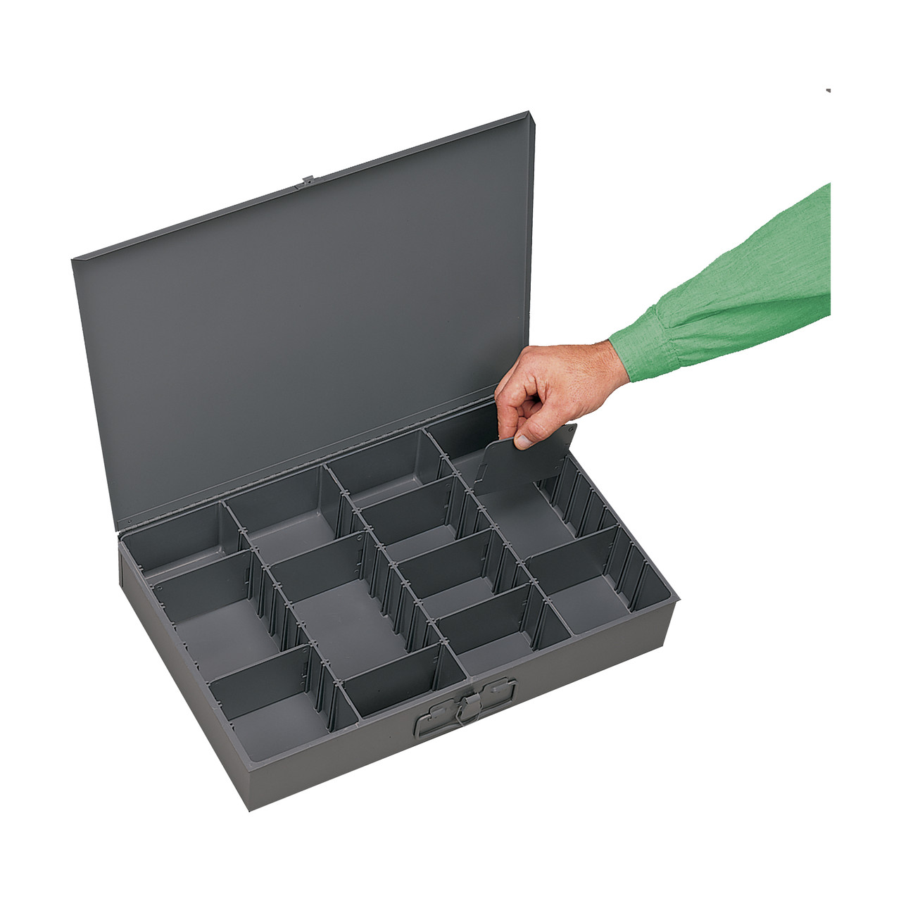 LARGE STEEL COMPARTMENT BOX, ADJUSTABLE