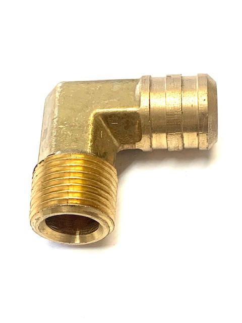 90 Degree 3/8" NPT to 5/8" Barb, Forged, Each