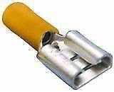 Yellow Large Female Spade Connector, 3/8" wide, Pack of 10
