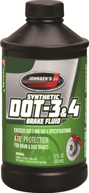 Johnsen's Dot 4 Brake Fluid, 12oz, Each