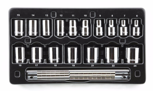 Metric Socket Set,  3/8" Drive, 6 Point