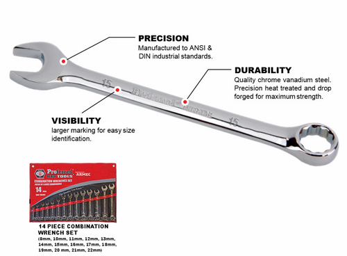 14 Piece Metric Combination Wrench Set
