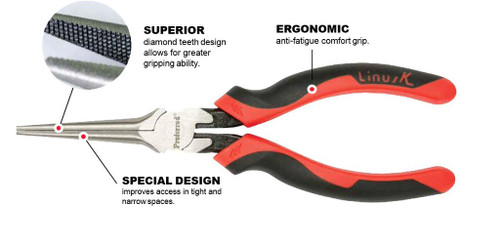 Long Nose Pliers, Without Cutter, 6"