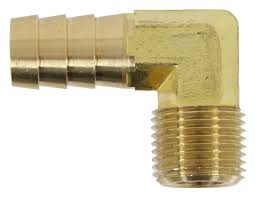 90 Degree 3/8" NPT to 1/2" Barb, Forged, Each