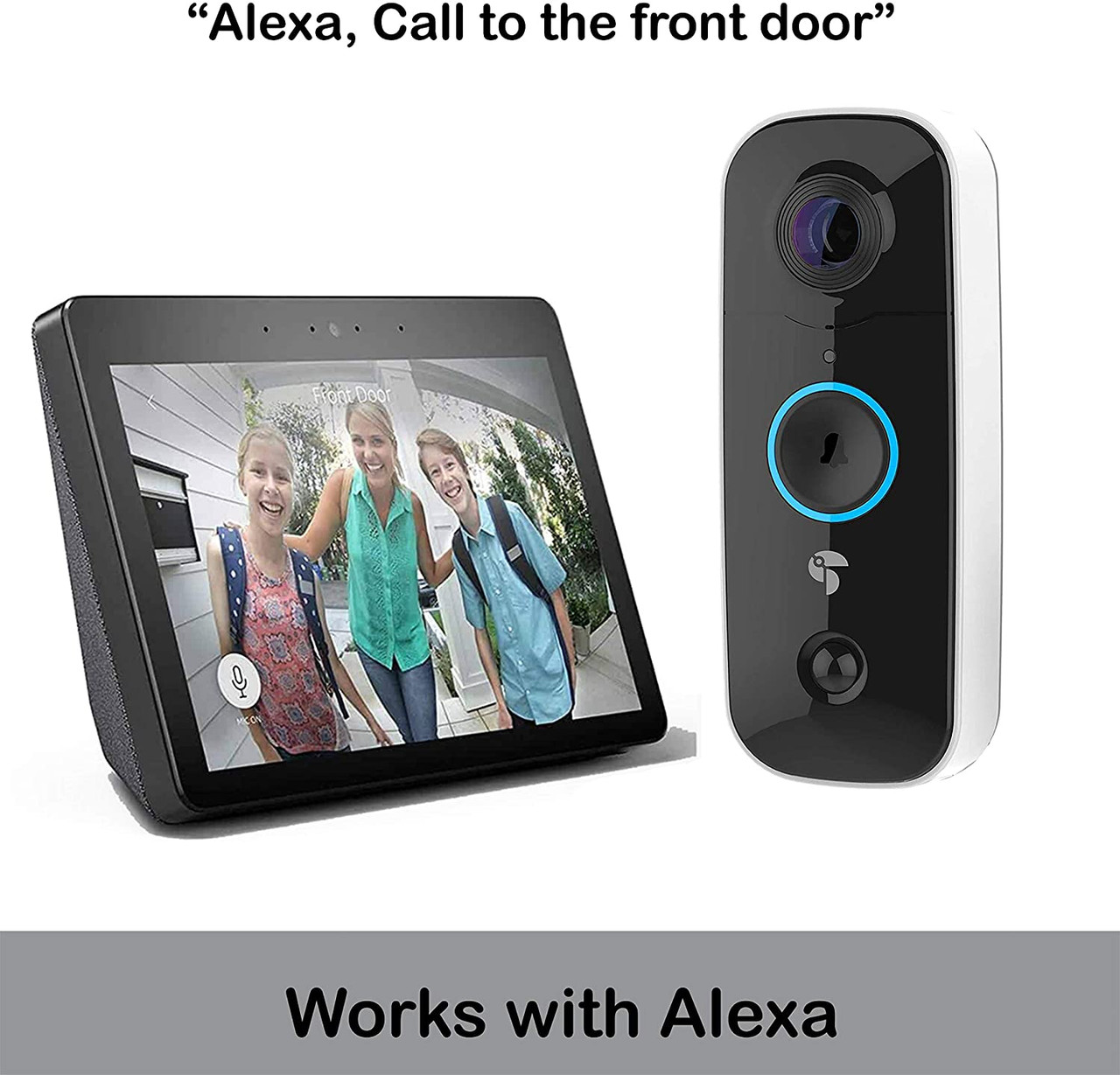 TOUCAN Video Doorbell Camera 1080p HD with Chime, Motion Detector, Wifi, Video Night Vision, 180° Wide Angle, 2-Way Audio, Weatherproof, Works with Alexa