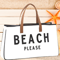 Beach Please - Canvas Tote - Enjoy Your Beach Day!