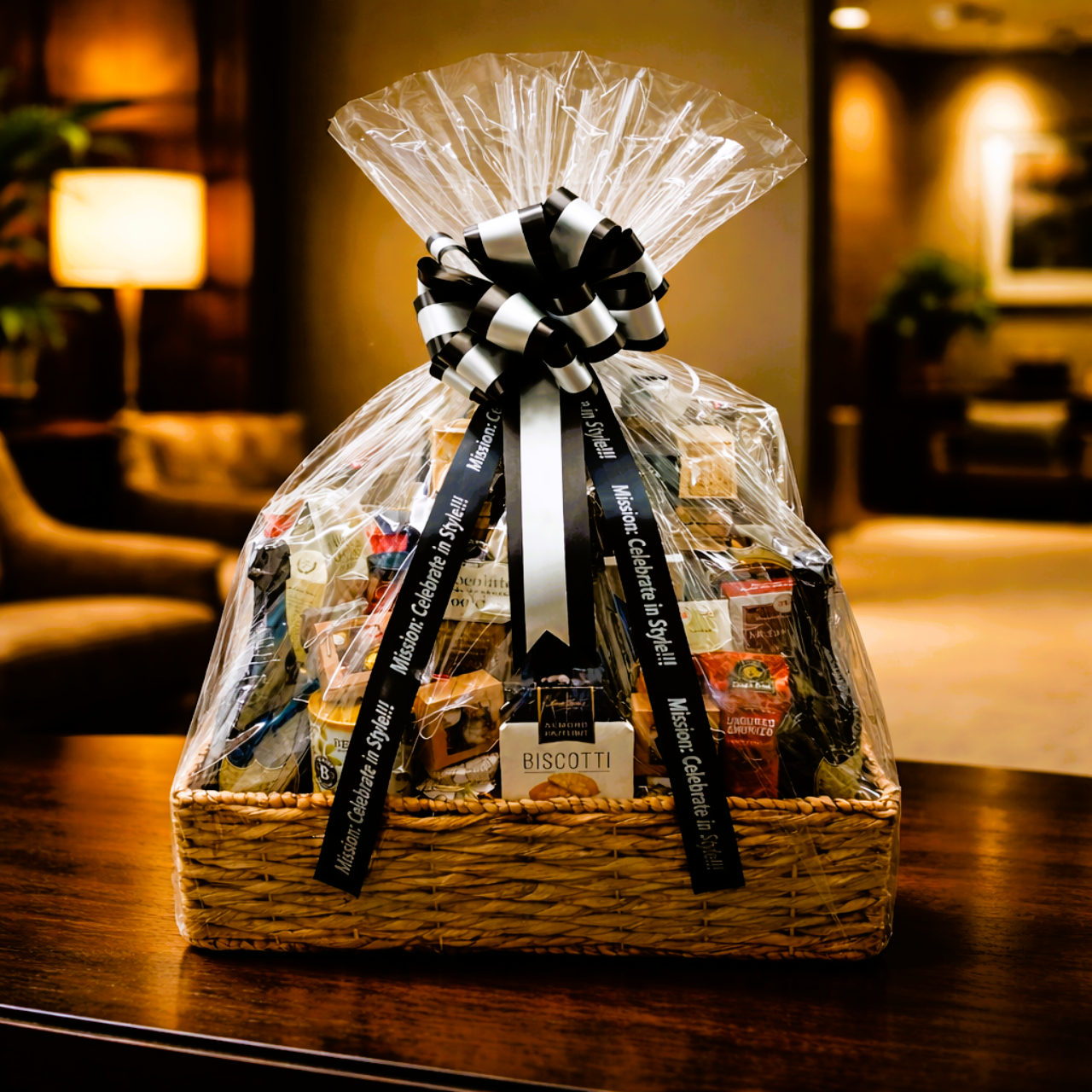 A luxury corporate gift basket featuring bespoke client appreciation curation, designed by Joyce's Baskets Miami.
