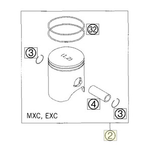 PISTON I CPL. 66,4MM 250 2000 (54630207100 I) (54630207100 I) 