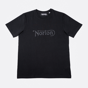 Norton Short Sleeve Black Tee with Large Embroidered Black Logo