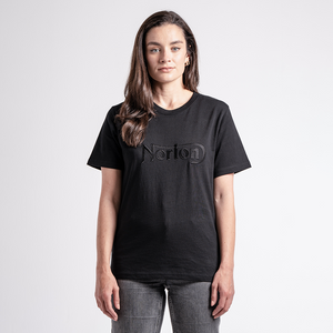 Norton Short Sleeve Black Tee with Large Embroidered Black Logo