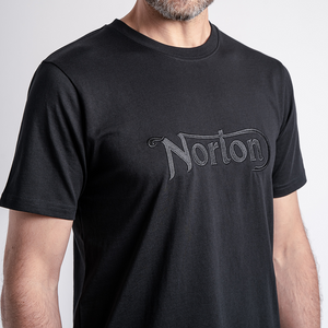 Norton Short Sleeve Black Tee with Large Embroidered Black Logo