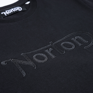 Norton Short Sleeve Black Tee with Large Embroidered Black Logo