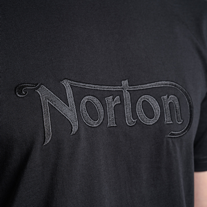Norton Short Sleeve Black Tee with Large Embroidered Black Logo