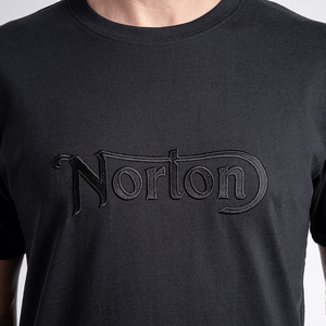 Norton Short Sleeve Black Tee with Large Embroidered Black Logo