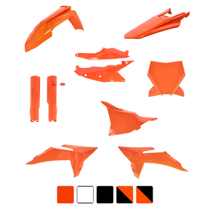 2025 - 2026 Acerbis Full Plastics Kit KTM SX/SX-F XC/XC-F Black, White, Orange