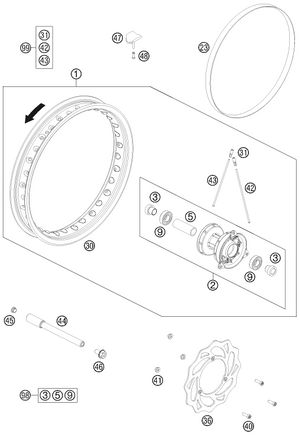 Spacer, Front Wheel KTM 65SX 2012-2018 Husqvarna TC65 2017-2018 46209012000