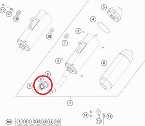 Exhaust Rubber 125 sx / TC Original Part 2016> 50405057000