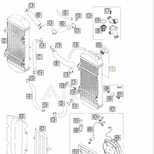 RADIATOR L/S 45.407 03 (59035007300) 
No.1 in diagram