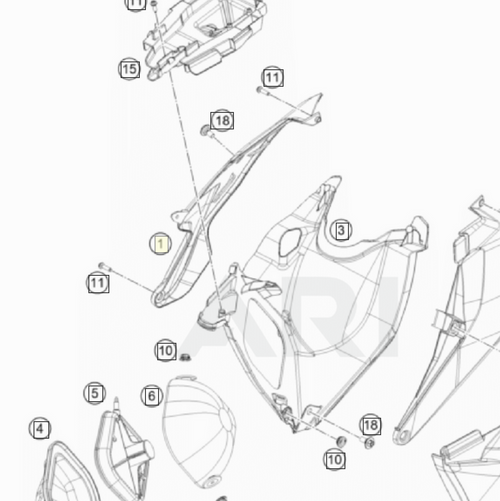 Air filter cover right (47206004000AB)
No.1 in diagram