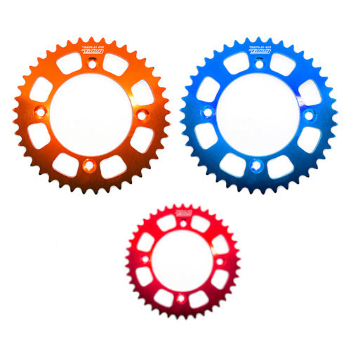 Rear Sprocket  KTM SX/TC/MC 50 | 2014> E-3, E-5 Talon, SuperSprox  Colours: Orange, Red, Blue, Gold and Black Colour available in all tooth sizes from 36 tooth up to 52 tooth