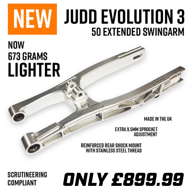 The ORIGINAL Judd Racing Extended Evoluition Swing Arm KTM 50, Husqvarna TC 50 GASGAS MC 50 Judd Evolution Swing Arm.  Market Leader!