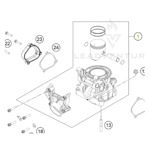 Cylinder + Piston cpl. 150 Enduro (A43030138000)