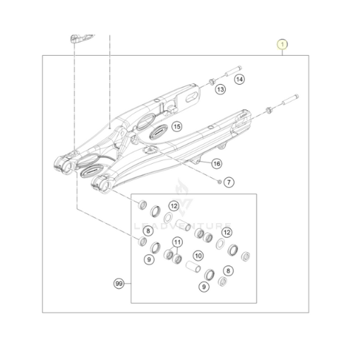 Swingarm cmpl. 85 SX/TC/MC 25 (A41004030044)