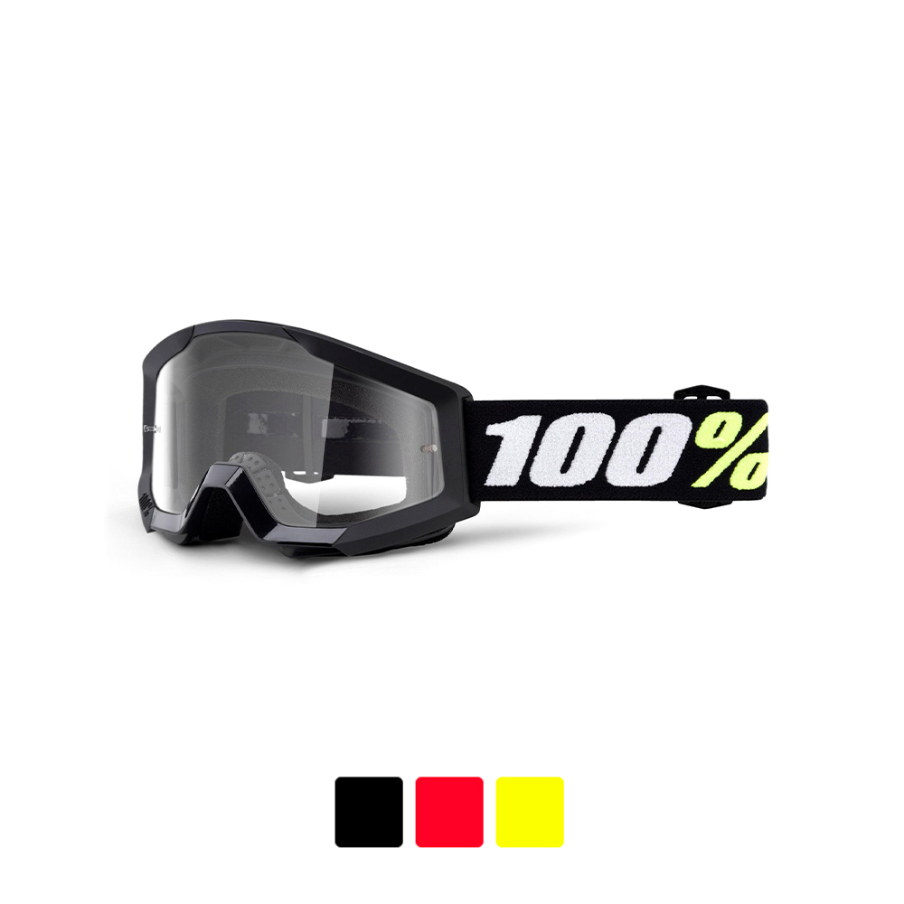 100% Strata Mini Kids Goggles | Ideal For Riders Aged 4+  Black, Red or Flo Yellow