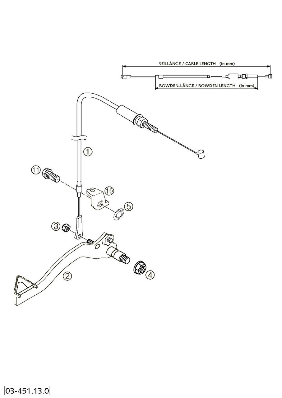 FOOT BRAKE CABLE REAR 720/570 (45113070300)