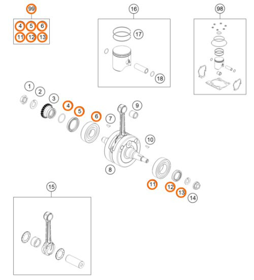 CRANKSHAFT REP. KIT 125-200 (00050002300)