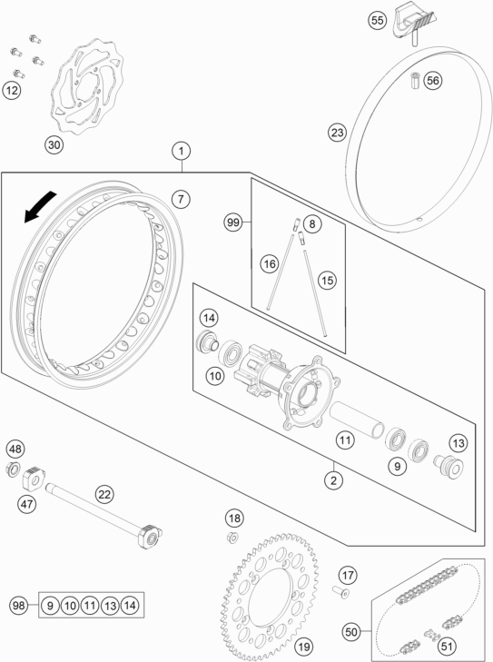 Part 7, KTM/HQV/GASGAS Rear Wheel Rim 1,6x12 (4621007010033)
