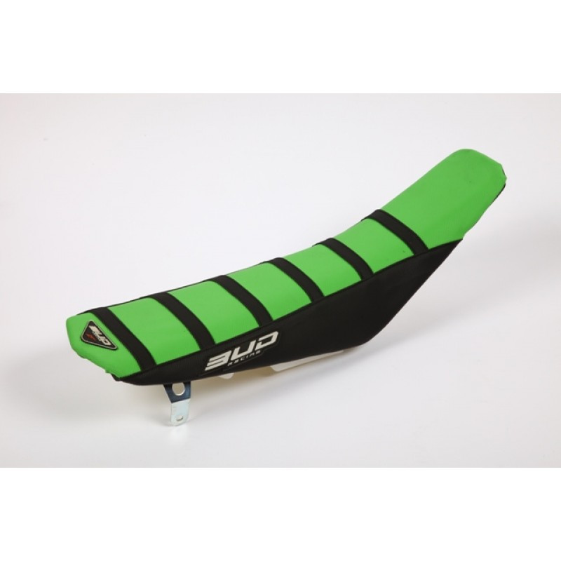 Bud Racing Full Traction Seat Cover Kawasaki Green / Black / Black Stripes 