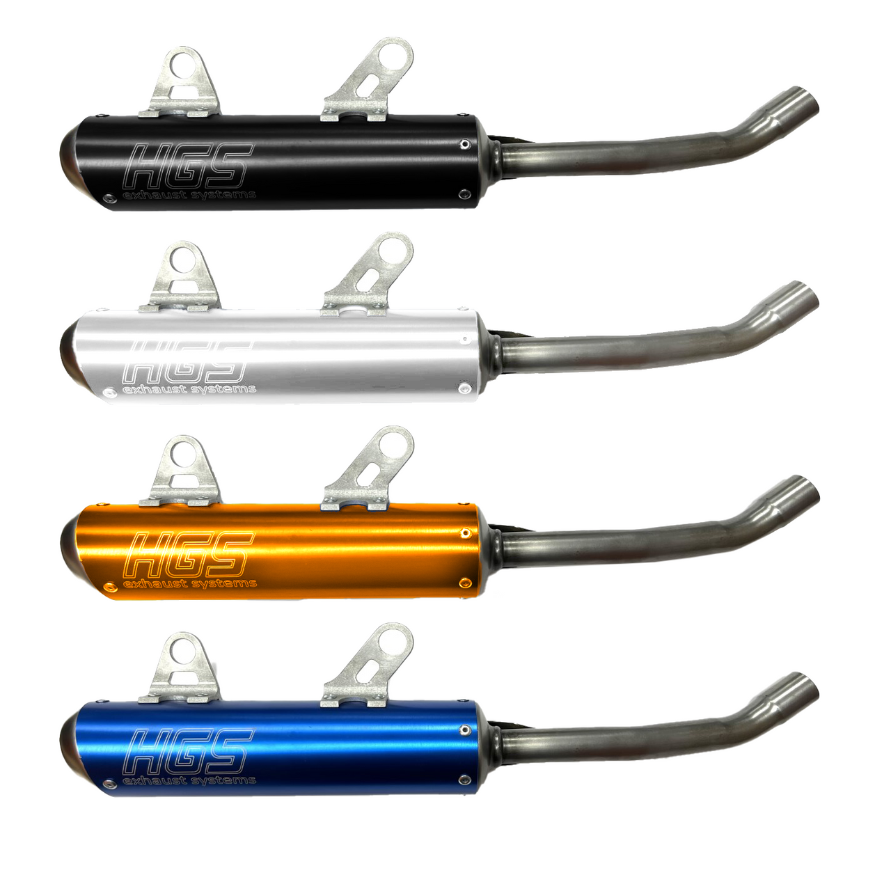 HGS Rear Silencer for KTM 125 SX 2019-2022, Husqvarna TC 125 2019-2022, and GASGAS MC 125 2021-2023.  Available in Orange, Silver, Blue or Black.(HGS022)