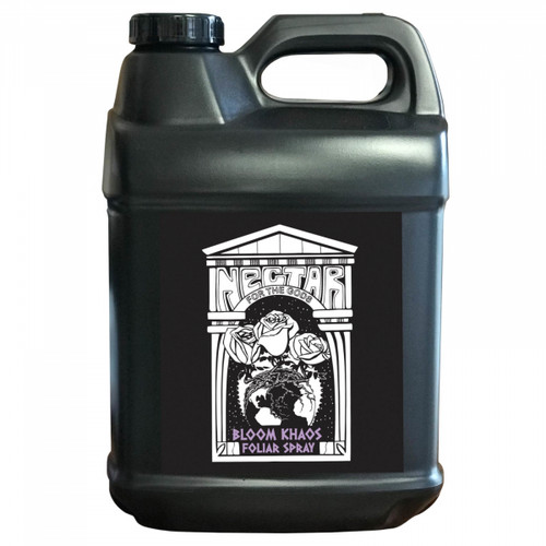 Bloom Khaos
Bloom Khaos is Nectar for the Gods’ patent-pending secret weapon for flower production and alleviating hidden hunger. When using Bloom Khaos as a foliar feed, one should notice more flower sites, larger, denser flowers, and superior color, flavor, and aroma. Bloom Khaos improves plant health and vigor while reducing stress at crucial times of the plants’ life cycle, such as transplanting, flower transition, and prior to taking cuttings. Bloom Khaos works best if used daily as a foliar spray in the early stages of growth and up to a few weeks into flowering. After that, it works well as a water-in additive.