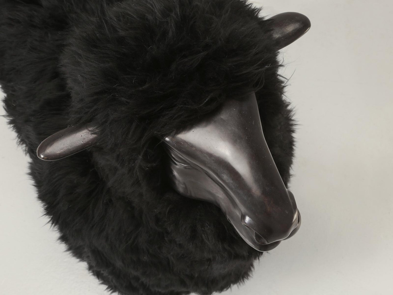 Old Plank Black Sheep in Bronze and Real Fur | Old Plank