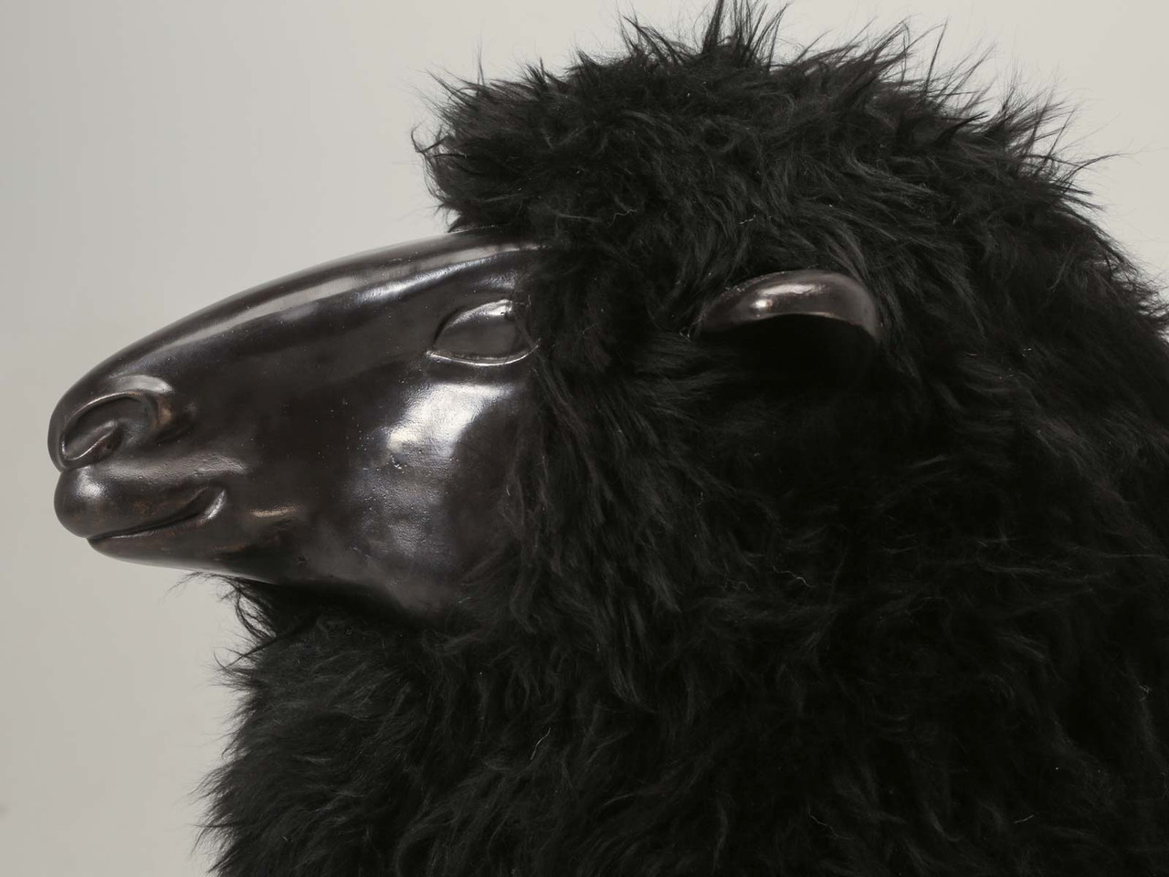 Old Plank Black Sheep in Bronze and Real Fur | Old Plank