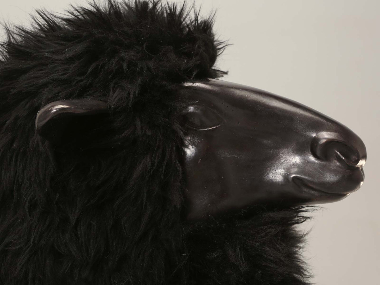 Old Plank Black Sheep in Bronze and Real Fur | Old Plank