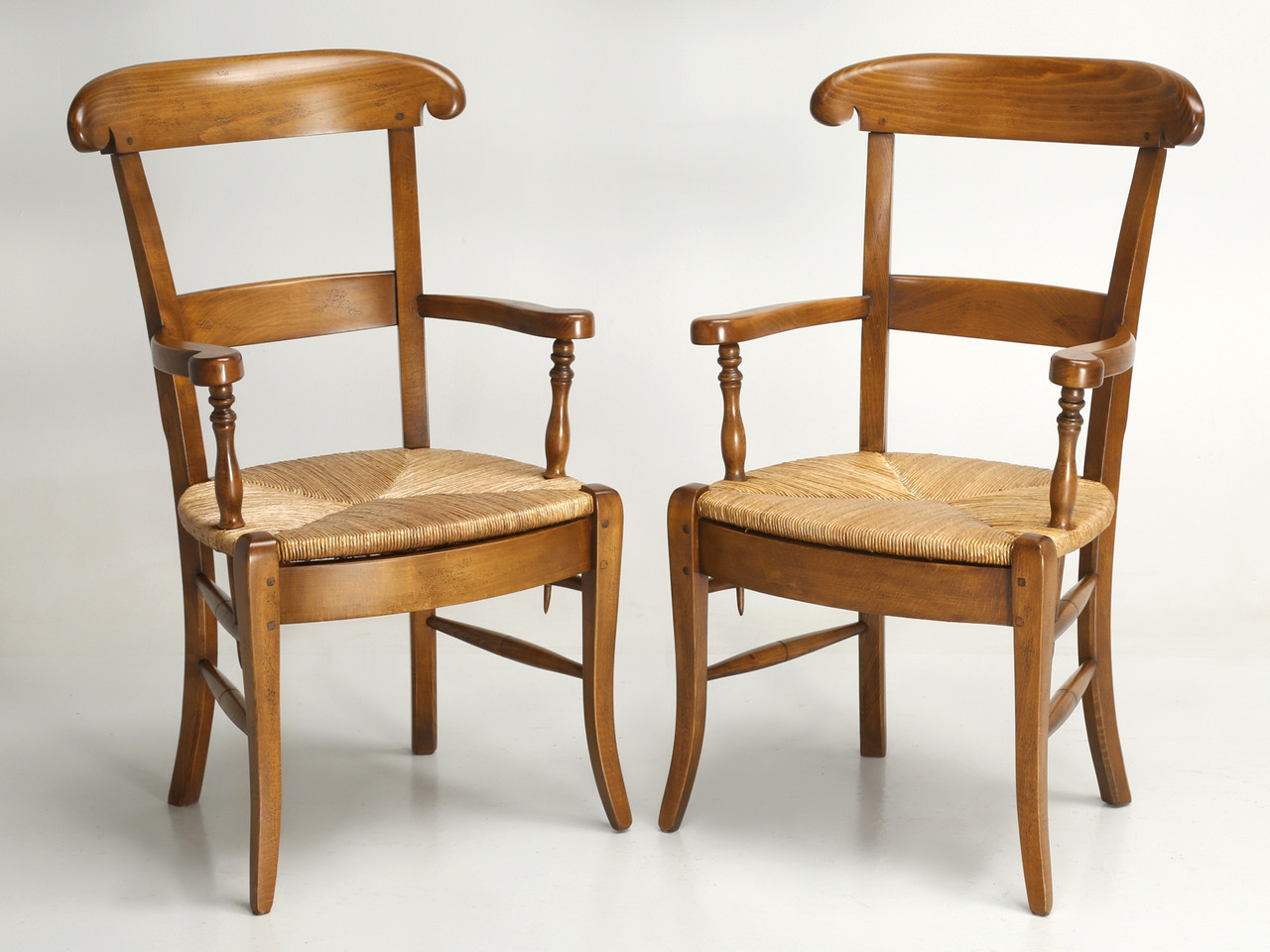 Set of 8 Country French Vintage Carved Dining Chairs, Bau