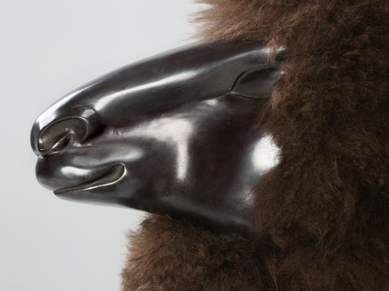 Solid Bronze Sheep with Real Brown Sheep Fur | Old Plank